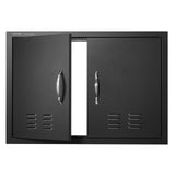 BBQ Access Door,762 x533 mm Double Outdoor Kitchen Door, Cold Plate Flush Mount Door, Wall Vertical Door with Handles and Ventss, for BBQ Island, Grilling Station, Outside Cabinet