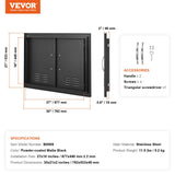 BBQ Access Door,762 x533 mm Double Outdoor Kitchen Door, Cold Plate Flush Mount Door, Wall Vertical Door with Handles and Ventss, for BBQ Island, Grilling Station, Outside Cabinet