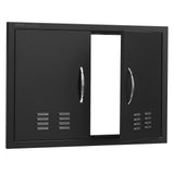 VEVOR BBQ Access Door,762 x533 mm Double Outdoor Kitchen Door, Cold Plate Flush Mount Door, Wall Vertical Door with Handles and Ventss, for BBQ Island, Grilling Station, Outside Cabinet - Extra Image