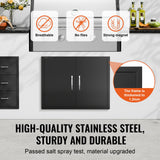 BBQ Access Door, 788x610 mm Double Outdoor Kitchen Door, Cold Plate Flush Mount Door, Wall Vertical Door with Handles, for BBQ Island, Grilling Station, Outside Cabinet - Side View