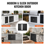 BBQ Access Door, 788x610 mm Double Outdoor Kitchen Door, Cold Plate Flush Mount Door, Wall Vertical Door with Handles, for BBQ Island, Grilling Station, Outside Cabinet - Rear View