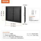 BBQ Access Door, 788x610 mm Double Outdoor Kitchen Door, Cold Plate Flush Mount Door, Wall Vertical Door with Handles, for BBQ Island, Grilling Station, Outside Cabinet - Close-Up Angle