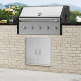 BBQ Access Door, 610x610 mm Double Outdoor Kitchen Door, Stainless Steel Flush Mount Door, Double Wall Vertical Door with Handles and Hooks, for BBQ Island, Grilling Station, Outside Cabinet