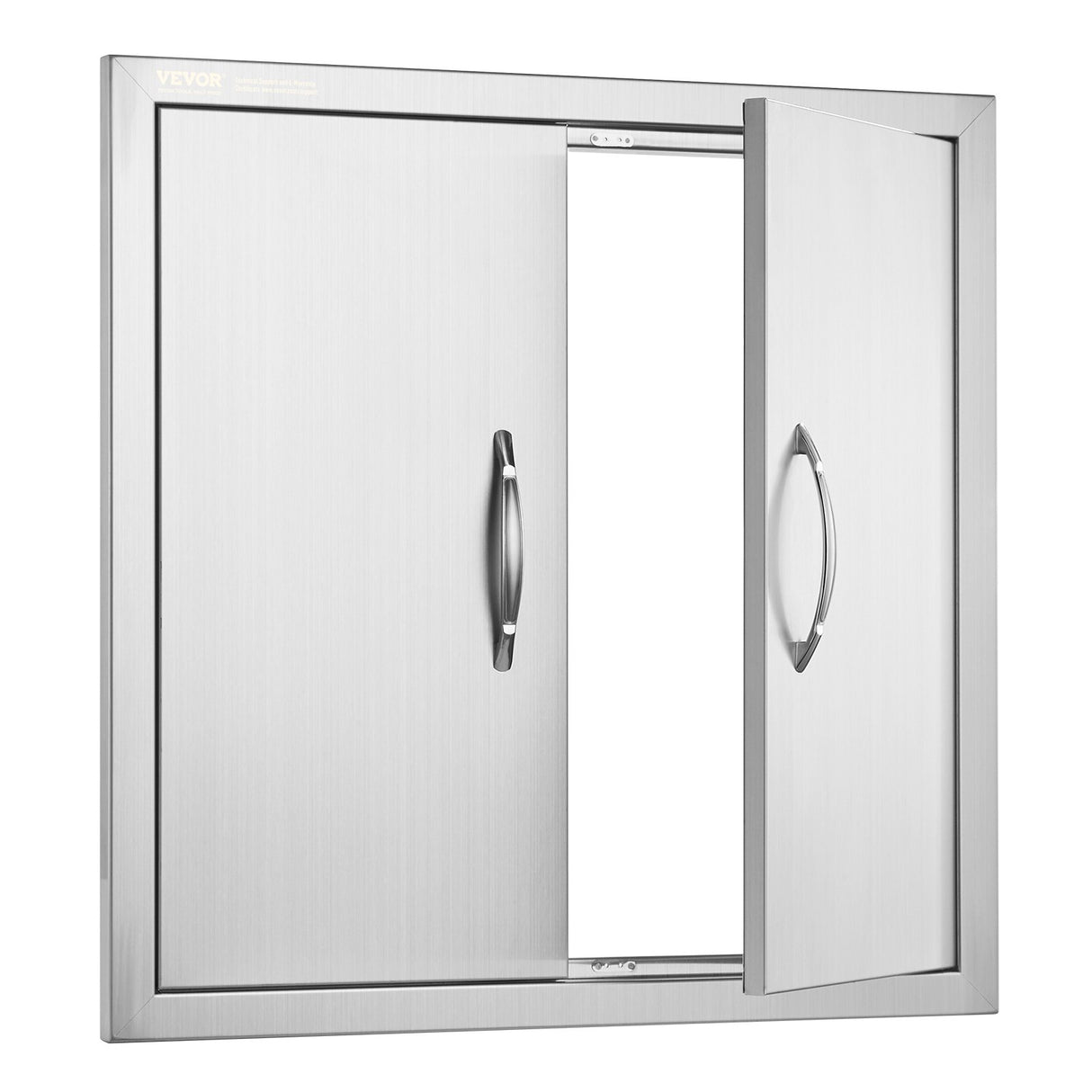 BBQ Access Door, 610x610 mm Double Outdoor Kitchen Door, Stainless Steel Flush Mount Door, Double Wall Vertical Door with Handles and Hooks, for BBQ Island, Grilling Station, Outside Cabinet