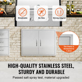 BBQ Access Door, 787x609 mm Double Outdoor Kitchen Door, Stainless Steel Flush Mount Door, Double Wall Vertical Door with Handles and Hooks, for BBQ Island, Grilling Station, Outside Cabinet - Side View
