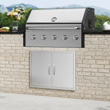BBQ Access Door, 787x609 mm Double Outdoor Kitchen Door, Stainless Steel Flush Mount Door, Double Wall Vertical Door with Handles and Hooks, for BBQ Island, Grilling Station, Outside Cabinet