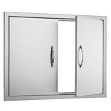 BBQ Access Door, 787x609 mm Double Outdoor Kitchen Door, Stainless Steel Flush Mount Door, Double Wall Vertical Door with Handles and Hooks, for BBQ Island, Grilling Station, Outside Cabinet - Extra Image