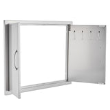 BBQ Access Door, 787x609 mm Double Outdoor Kitchen Door, Stainless Steel Flush Mount Door, Double Wall Vertical Door with Handles and Hooks, for BBQ Island, Grilling Station, Outside Cabinet