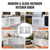 VEVOR BBQ Access Door, 915x533 mm Double Outdoor Kitchen Door, Stainless Steel Flush Mount Door, Wall Vertical Door with Handles, for BBQ Island, Grilling Station, Outside Cabinet - Rear View