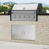 VEVOR BBQ Access Door, 915x533 mm Double Outdoor Kitchen Door, Stainless Steel Flush Mount Door, Wall Vertical Door with Handles, for BBQ Island,