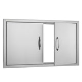 VEVOR BBQ Access Door, 915x533 mm Double Outdoor Kitchen Door, Stainless Steel Flush Mount Door, Wall Vertical Door with Handles, for BBQ Island,