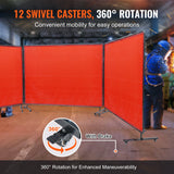 VEVOR Welding Screen with Frame 3 Panel 6' x 8' Welding Curtain Screen 12 Wheels - Side View