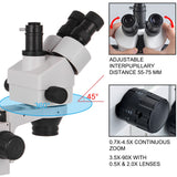 Vevor 3.5X-90X Trinocular Stereo Microscope w/Pillar Stand Biological Reliable Lab - Side View