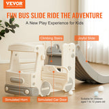 VEVOR Toddler Slide, Kid Slide for Toddlers Age 1-12 with Climbable Ladders & Bus Playhouse, Indoor Outdoor Slide Playset for Kids Within 50kg, Toddler Playground w/ Raised Handrail, Anti-Slip Strip - Front View