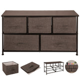 VEVOR Dresser Storage Tower with 5 Fabric Drawer Steel Frame Storage Cabinet Bin Storage Organizer Unit Fabric Cube Dresser Chest Cabinet Coffee Wide (Coffee/Wide)