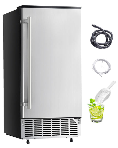 Undercounter Built-in Ice Maker, 80 Lbs/Day Under Counter Ice Maker Machine with Reversible Door Stainless
