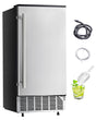Undercounter Built-in Ice Maker, 80 Lbs/Day Under Counter Ice Maker Machine with Reversible Door Stainless Steel, Freestanding Ice Maker for Commercial Home Kitchen, Electric Drainage