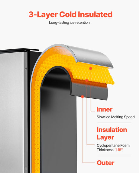 Undercounter Built-in Ice Maker, 80 Lbs/Day Under Counter Ice Maker Machine with Reversible Door Stainless, image 4