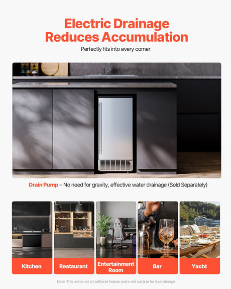 Undercounter Built-in Ice Maker, 80 Lbs/Day Under Counter Ice Maker Machine with Reversible Door Stainless, image 6