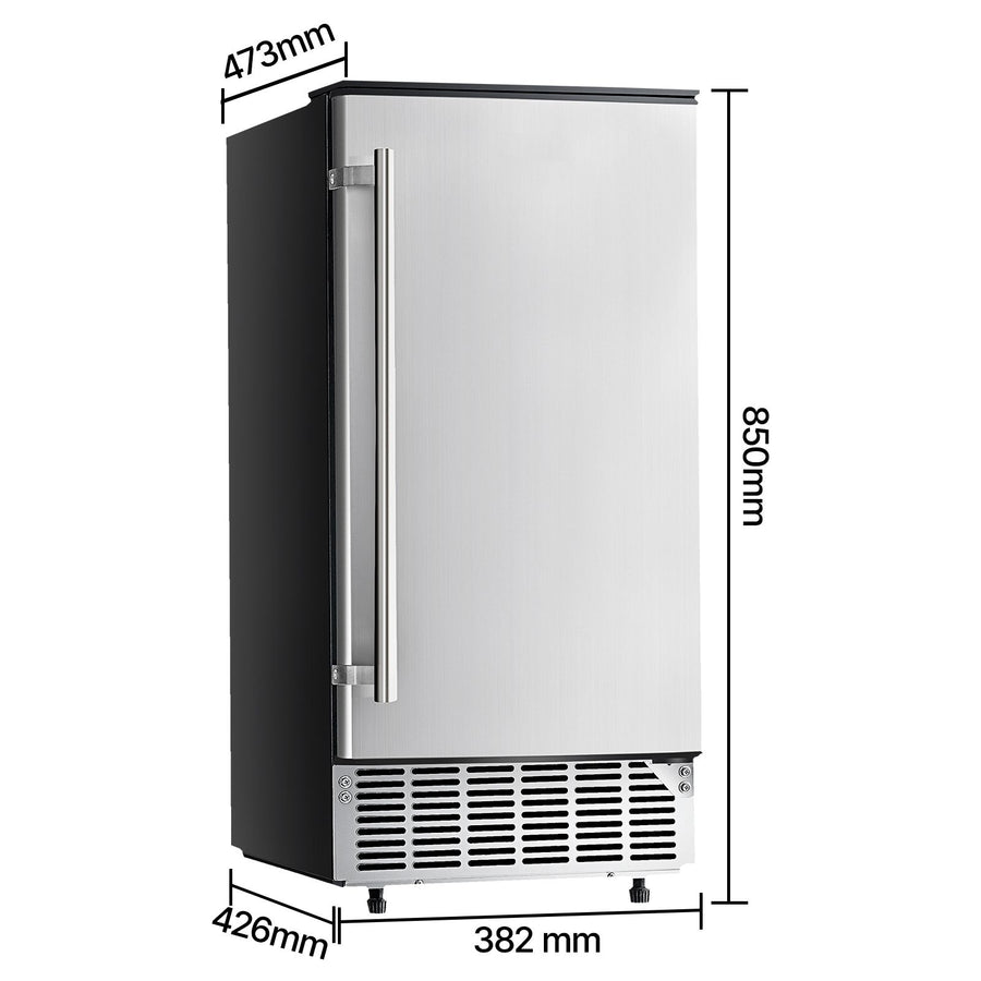 Undercounter Built-in Ice Maker, 80 Lbs/Day Under Counter Ice Maker Machine with Reversible Door Stainless Steel, Freestanding Ice Maker for Commercial Home Kitchen, Electric Drainage
