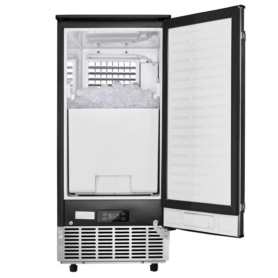Undercounter Built-in Ice Maker, 80 Lbs/Day Under Counter Ice Maker Machine with Reversible Door Stainless Steel, Freestanding Ice Maker for Commercial Home Kitchen, Electric Drainage