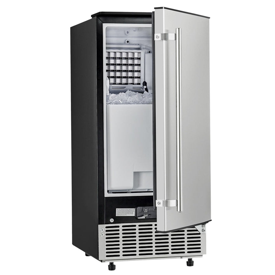 Undercounter Built-in Ice Maker, 80 Lbs/Day Under Counter Ice Maker Machine with Reversible Door Stainless Steel, Freestanding Ice Maker for Commercial Home Kitchen, Electric Drainage