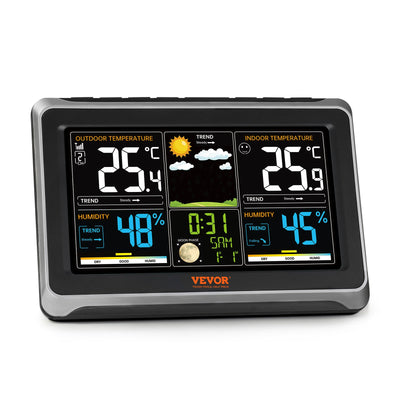 VEVOR Weather Station Indoor Outdoor, Large Color Display, Wireless Digital Home Weather Station, with Sensor Atomic Clock Adjustable Backlight