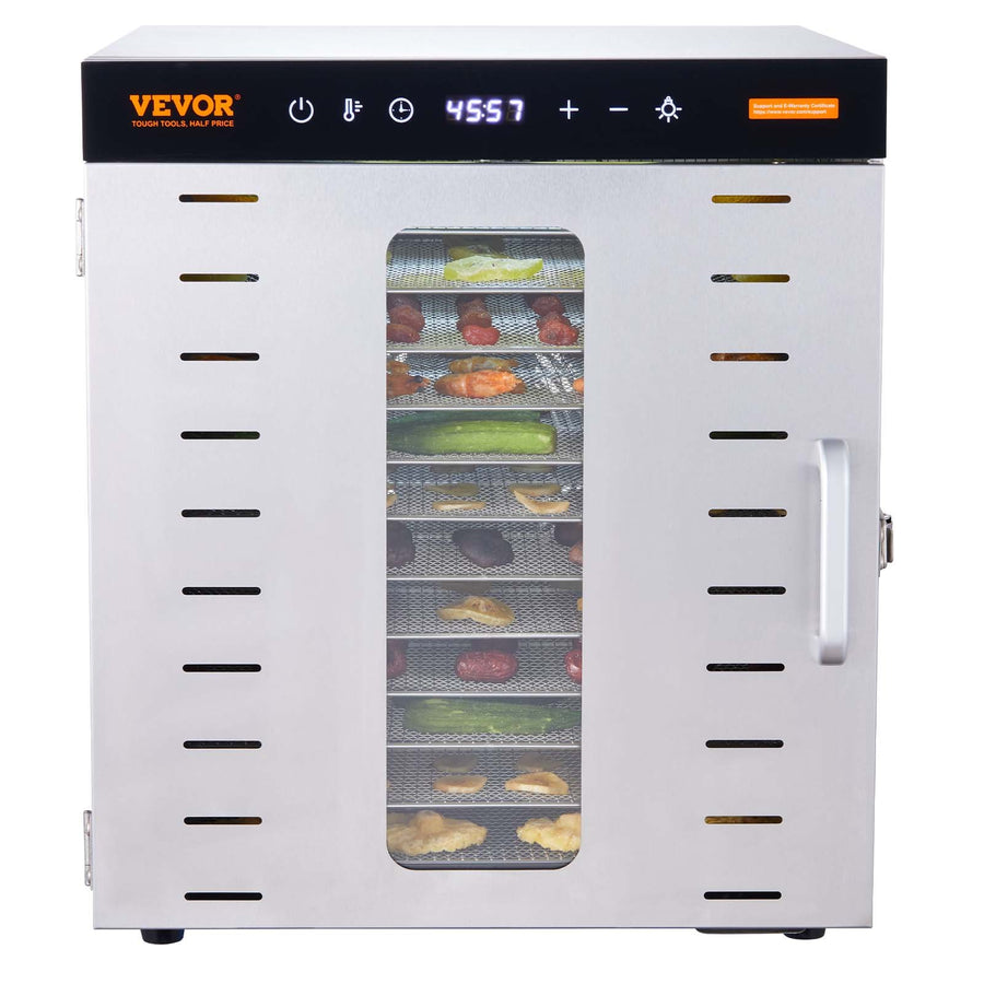 VEVOR 10 Trays Food Dehydrator Machine Stainless Steel 1000W Jerky Fruit Drying