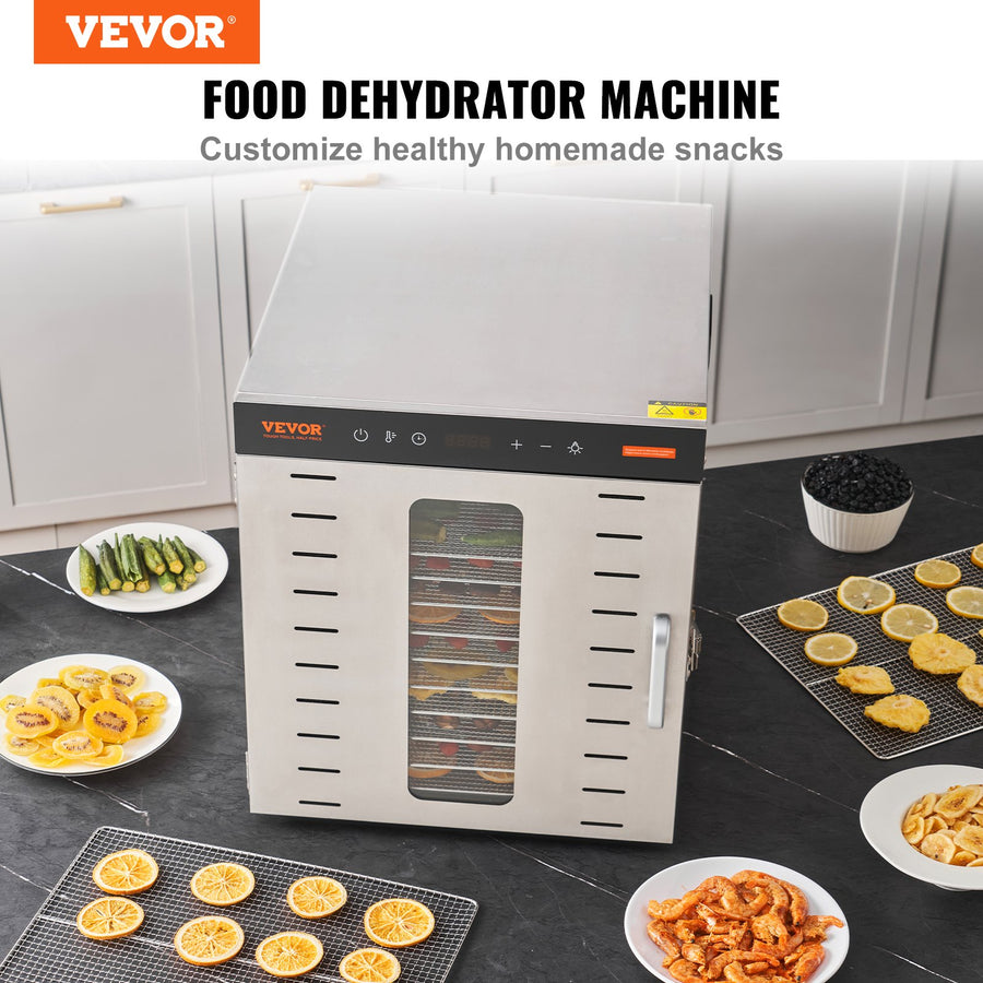 VEVOR 10 Trays Food Dehydrator Machine Stainless Steel 1000W Jerky Fruit Drying, image 2