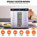 VEVOR 10 Trays Food Dehydrator Machine Stainless Steel 1000W Jerky Fruit Drying, image 5