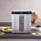 VEVOR 10 Trays Food Dehydrator Machine Stainless Steel 1000W Jerky Fruit Drying - Low Angle
