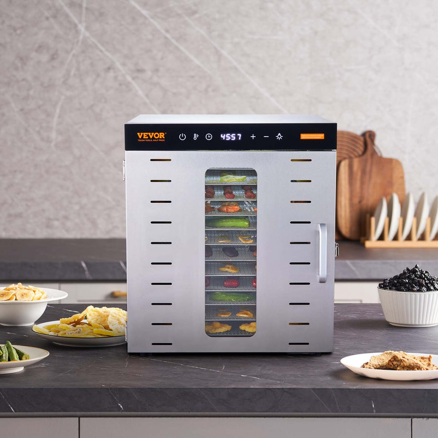 VEVOR 10 Trays Food Dehydrator Machine Stainless Steel 1000W Jerky Fruit Drying, image 8