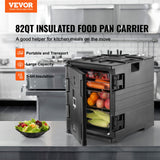 VEVOR Insulated Food Pan Carrier, 82 Qt Hot Box for Catering, LLDPE Food Box Carrier w/ Double Buckles, Front Loading Food Warmer w/ Handles, Stackable End Loader for Restaurant, Canteen, etc. Black - Front View