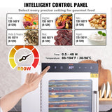 VEVOR 10 Trays Food Dehydrator Machine Stainless Steel 800W Jerky Fruit Drying - Top-Down View