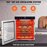VEVOR 10 Trays Food Dehydrator Machine Stainless Steel 800W Jerky Fruit Drying - Rear View