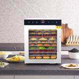 VEVOR 10 Trays Food Dehydrator Machine Stainless Steel 800W Jerky Fruit Drying - Low Angle