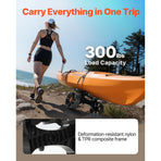 Kayak Cart, 136.1 kg Load Capacity, Foldable Kayak Trolley with 25.4 cm Solid Rubber Tires & 1 Ratchet Strap, Paddle Board Trolley for Carrying Kayaks, Canoes, Paddleboards, Float Mats,Jon Boats