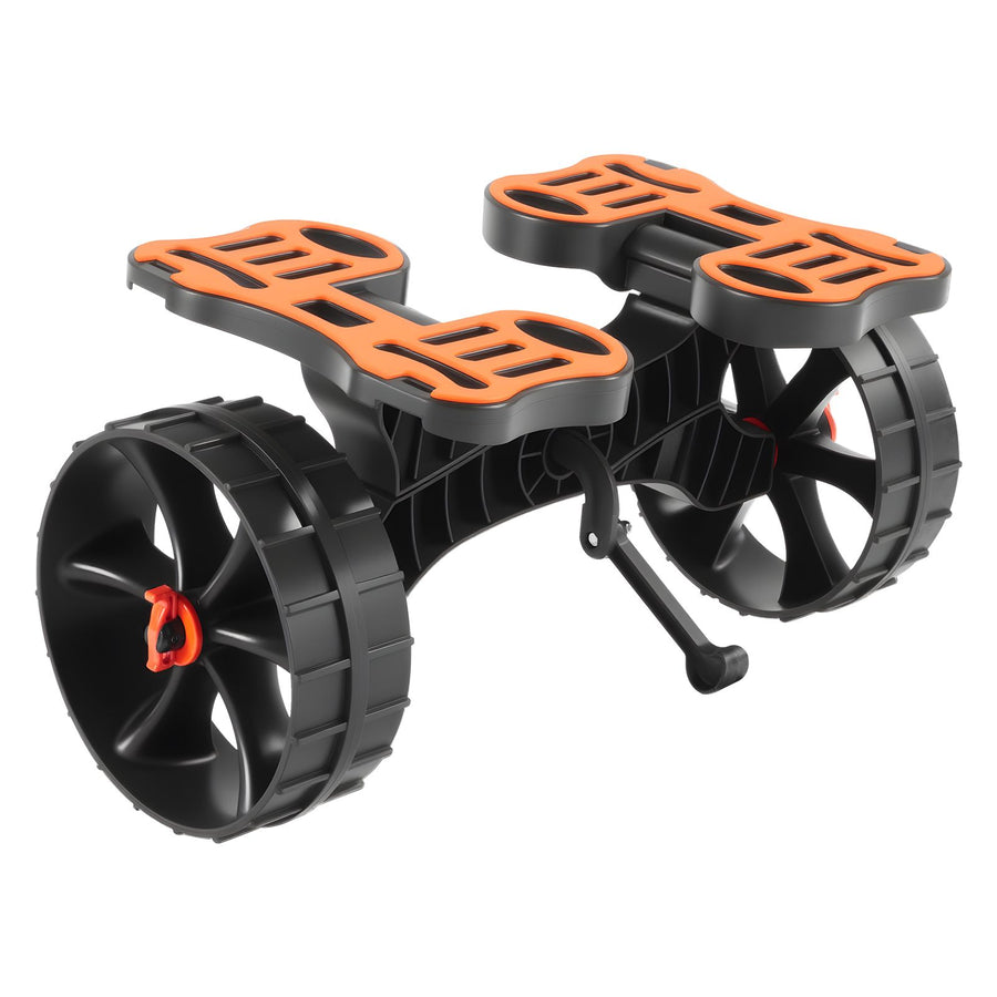 Kayak Cart, 136.1 kg Load Capacity, Foldable Kayak Trolley with 25.4 cm Solid Rubber Tires & 1 Ratchet Strap, Paddle Board Trolley for Carrying Kayaks, Canoes, Paddleboards, Float Mats,Jon Boats