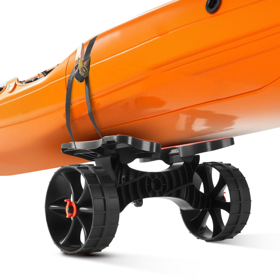 Kayak Cart, 136.1 kg Load Capacity, Foldable Kayak Trolley with 25.4 cm Solid Rubber Tires & 1 Ratchet Strap, Paddle Board Trolley for Carrying Kayaks, Canoes, Paddleboards, Float Mats,Jon Boats