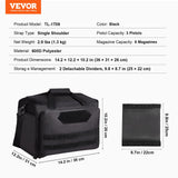VEVOR Range Bag for 3 Pistols Tactical Gun Range Bag Single Shoulder Strip Black - Close-Up Angle