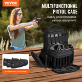 VEVOR Tactical Range Backpack for 6 Pistols Gun Backpack Black - Front View
