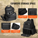 VEVOR Tactical Range Backpack for 6 Pistols Gun Backpack Black - Top-Down View