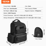 VEVOR Tactical Range Backpack for 6 Pistols Gun Backpack Black - Close-Up Angle