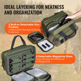 VEVOR Range Bag for 2 Pistols Tactical Gun Bag 2 Built-in Pistol Bags Green - Side View