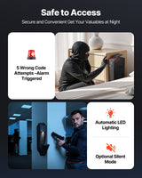 Gun Safe, Slider Handgun Gun Safe with Screen, Fingerprint/Password/Key, 3-Way Quick Access Firearm Case Box with LED for 1 Pistol & Magazine, Mounted Gun Box for Nightstand Bedside Desk Car
