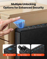 Gun Safe, Slider Handgun Gun Safe with Fingerprint/Password/Key, 3-Way Quick Access Firearm Case Box with Lighting for 1 Pistol & Magazine, Mounted Pistol Gun Box for Nightstand Bedside Desk Car - Front View