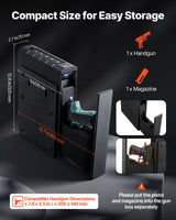 Gun Safe, Slider Handgun Gun Safe with Fingerprint/Password/Key, 3-Way Quick Access Firearm Case Box with Lighting for 1 Pistol & Magazine, Mounted Pistol Gun Box for Nightstand Bedside Desk Car - Side View