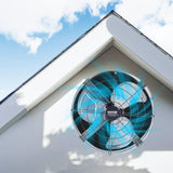 VEVOR 380 mm Gable Mount Fan 1300 CFM Attic Vent Fan with Adjustable Thermostat - Low Angle