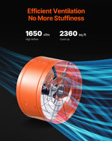 VEVOR 380 mm Gable Mount Fan 1650 CFM Attic Vent Fan with Adjustable Thermostat - Front View