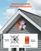 VEVOR 380 mm Gable Mount Fan 1650 CFM Attic Vent Fan with Adjustable Thermostat - Rear View